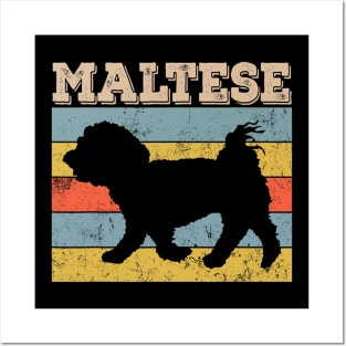 Maltese Dog Vintage Style Retro Distressed Posters and Art